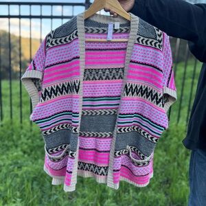 Womens Alya Pink Open Front Cardigan Sweater Small